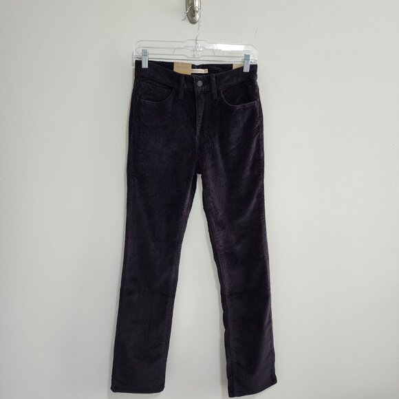 Levi's 724 High Rise Straight Corduroy Pants 28 Black NWT - Picture 1 of 7